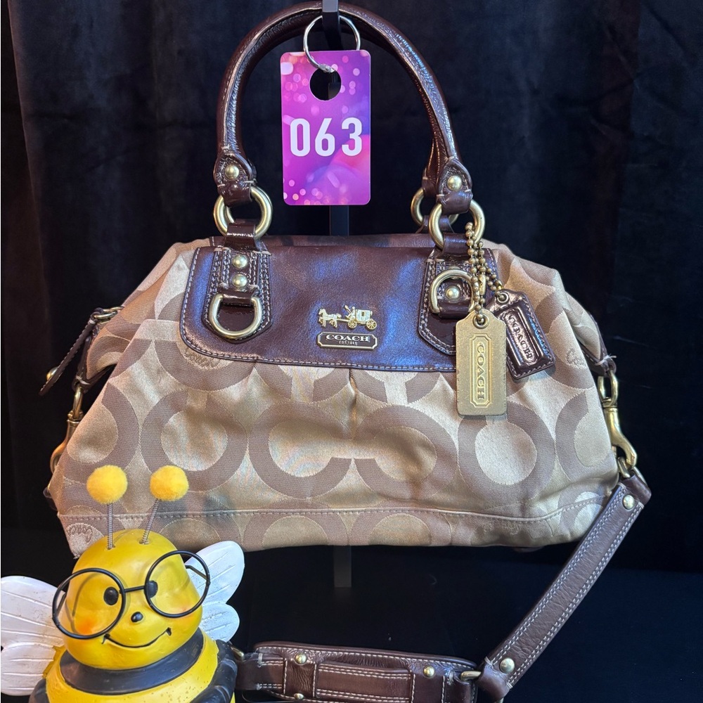 Coach Tan and Brown Signature Satchel